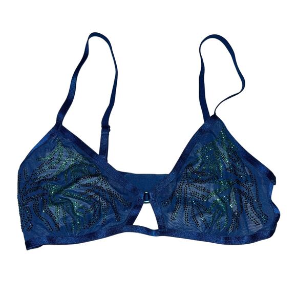 Victoria's Secret Rhinestone Bling Leaf Mesh Limited Edition Bralette Medium - Picture 5 of 5